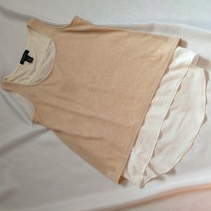 Women's XXS White House Black Market beige loose fit tan top with slit back LIKE